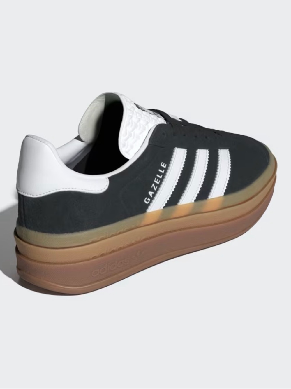 adidas Gazelle Bold Sneakers - Black/White with Brown Gum Sole